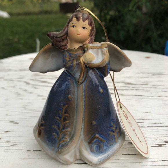 Ceramic Angel with harp bell ornament - Picture 2 of 5